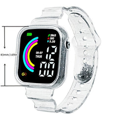 Large Screen Rainbow LED Square Electronic Watch For Students