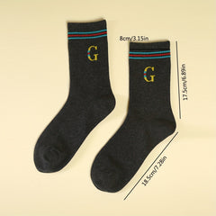 Letter Print Sports Socks Comfy Mid Tube Socks Women's Stockings