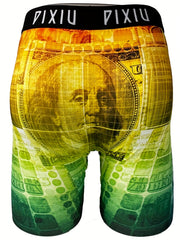 PIXIU Men's Gradient Money Graphic Sports Shorts