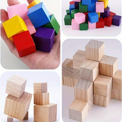 4 Inch Wooden Blocks 6 Colors Sturdy Building Blocks Play & Decor