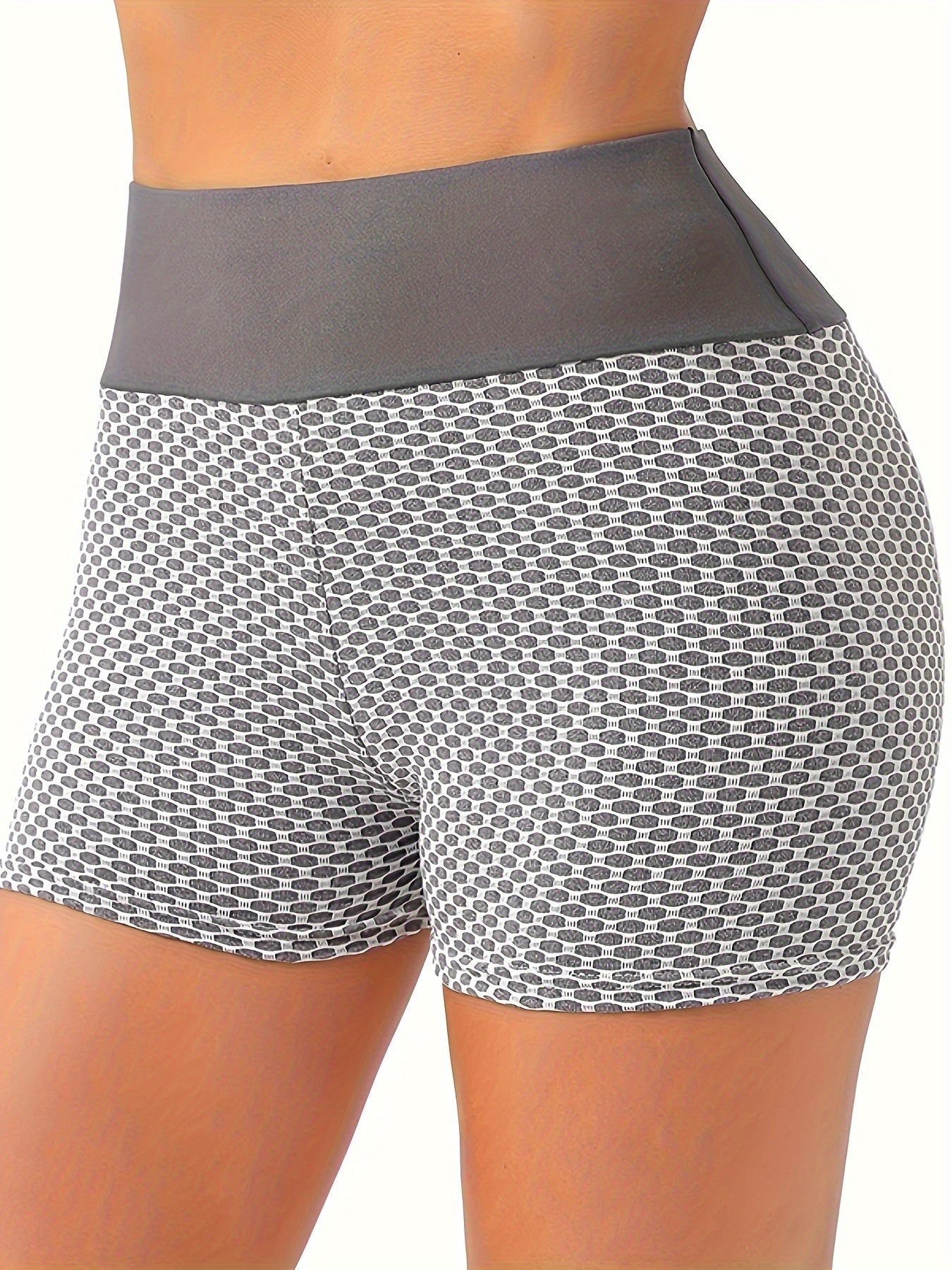 Honeycomb Print Sports Shorts Fitness Running Yoga Summer Shorts