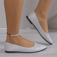 Women's Bling Ballet Flats Pointed Toe Glitter Soft Sole Slip On Shoes