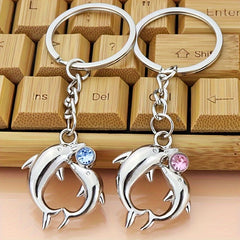 Cartoon Couple Dolphin Keychain Pendant Gift