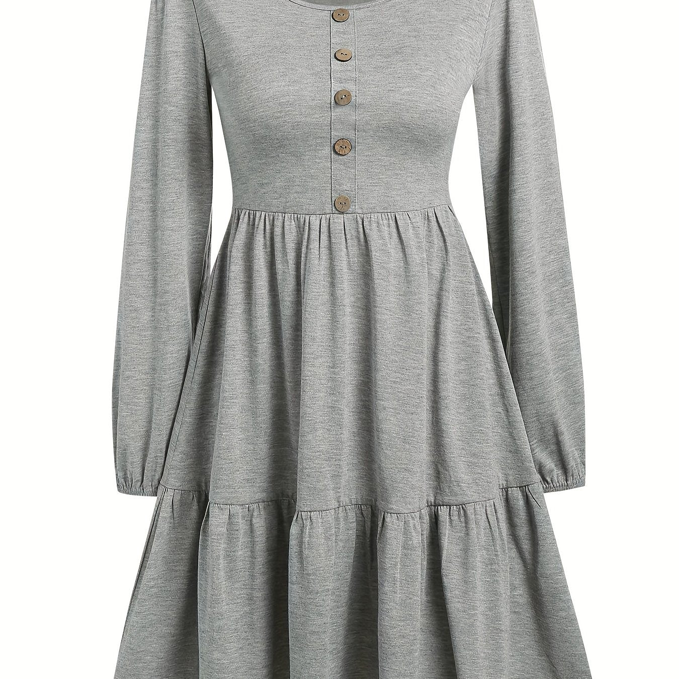 Solid Long Sleeve Smock Dress