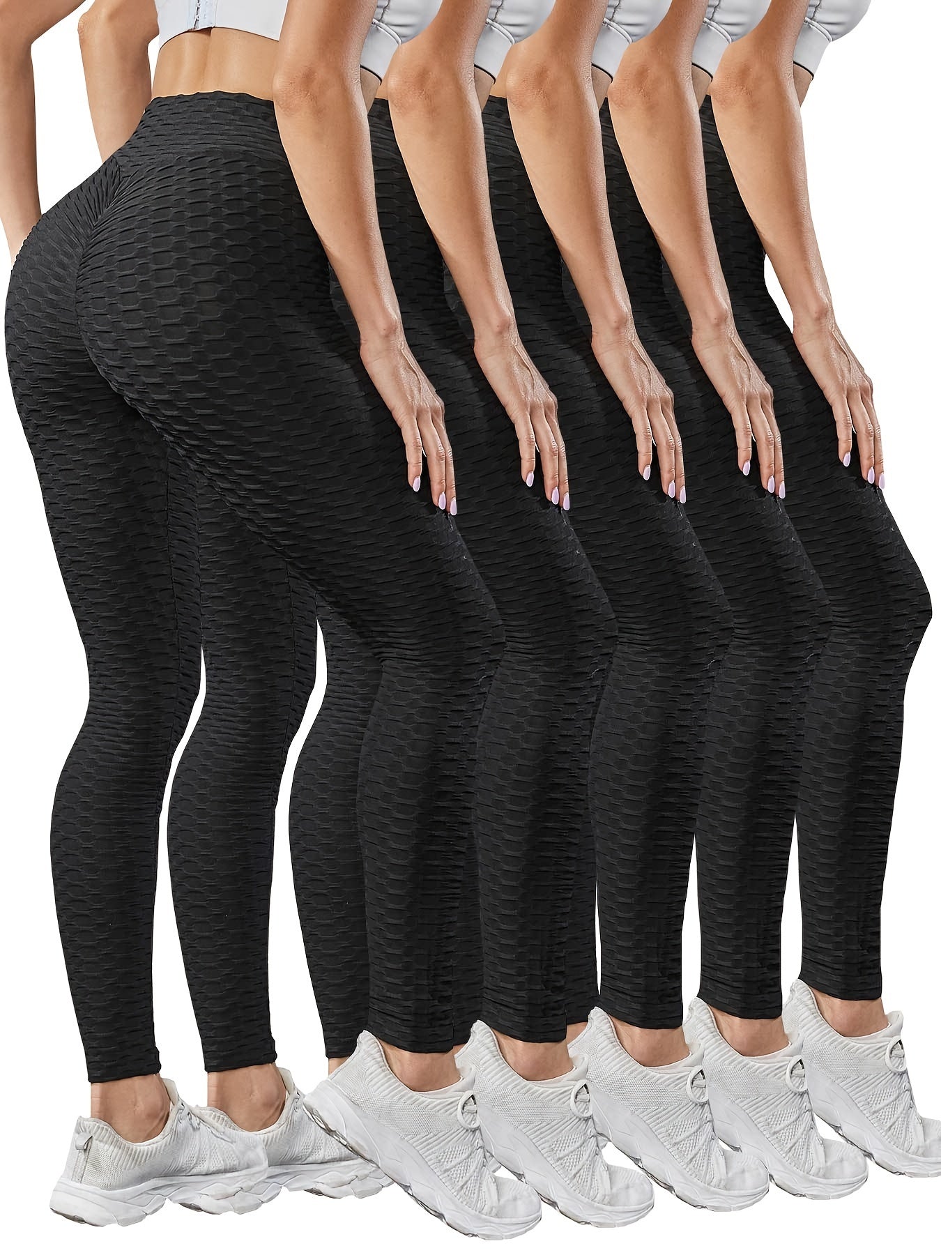 5pcs Honeycomb Sports Leggings High Waist Fitness Yoga Pants