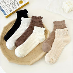 5 Pairs Girls Lace Ruffled Socks for Spring Autumn
