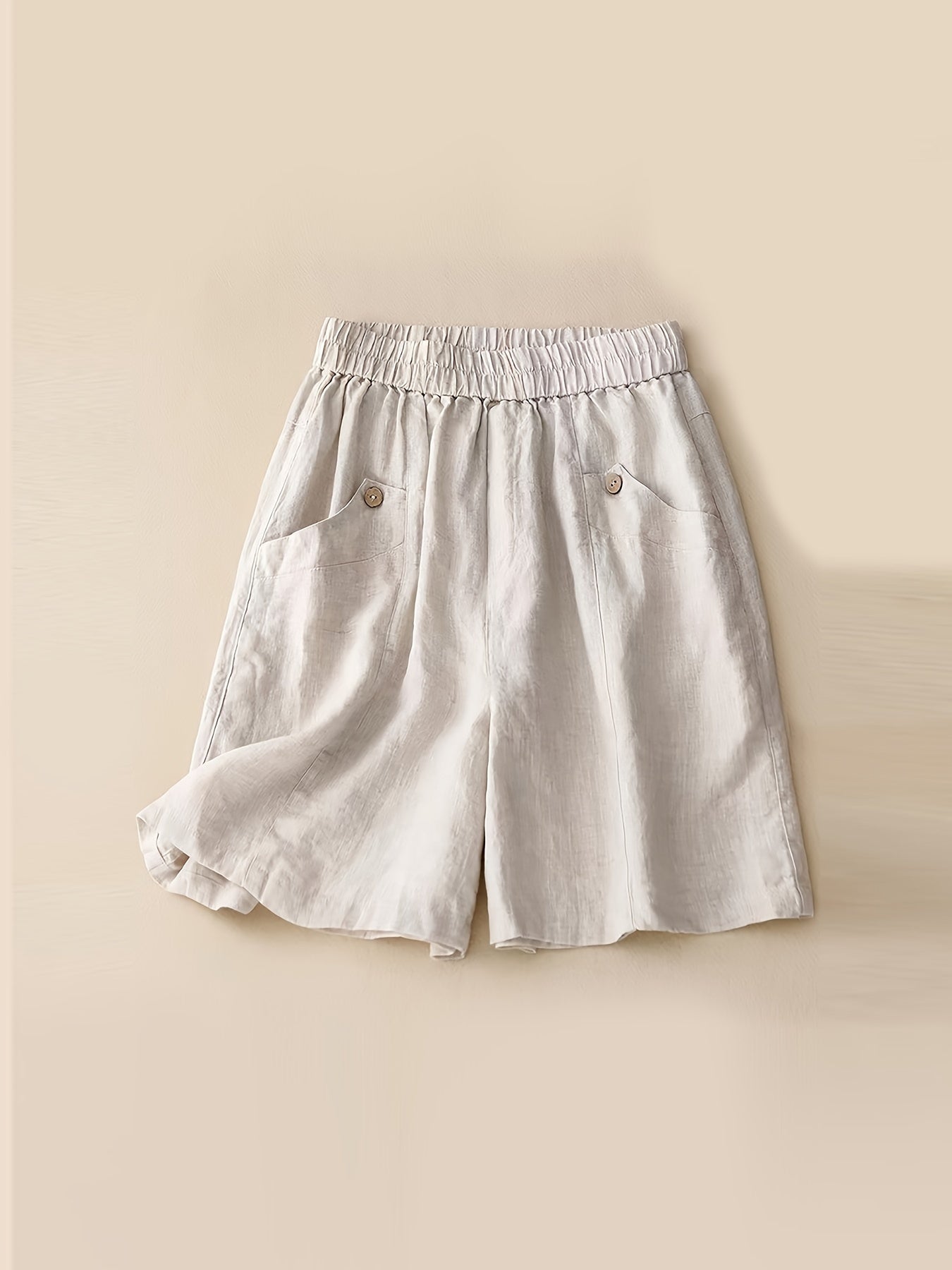 High Waist Solid Pocket Shorts for Women