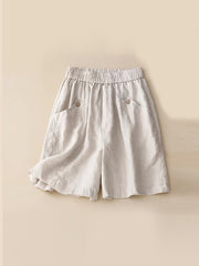 High Waist Solid Pocket Shorts for Women