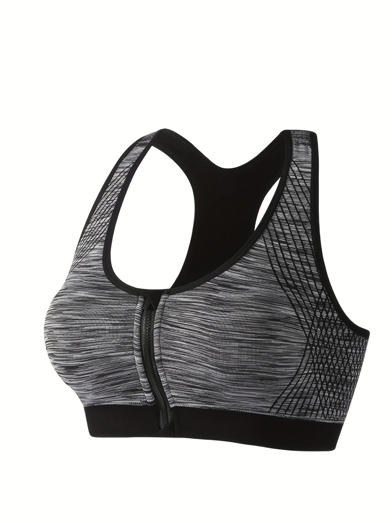 Women's Zipper Front Sports Bra Fitness Running Yoga Bra