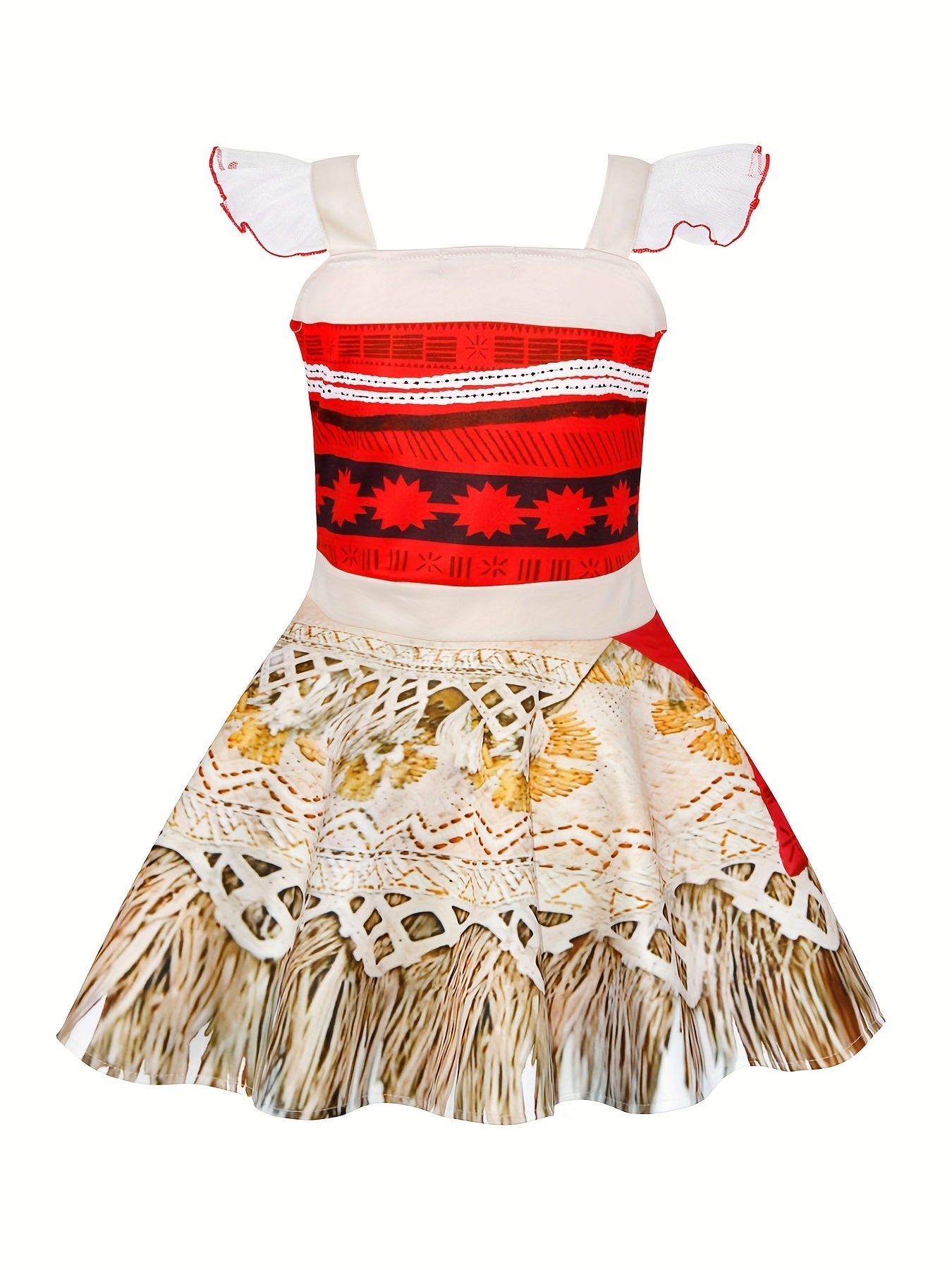 Girls Halloween Princess Costume Lace Sleeve Strappy Fancy Dress
