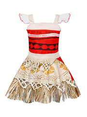 Girls Halloween Princess Costume Lace Sleeve Strappy Fancy Dress