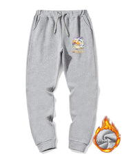 Men s Casual Warm Loose Sweatpants Winter Cartoon Print Jogger