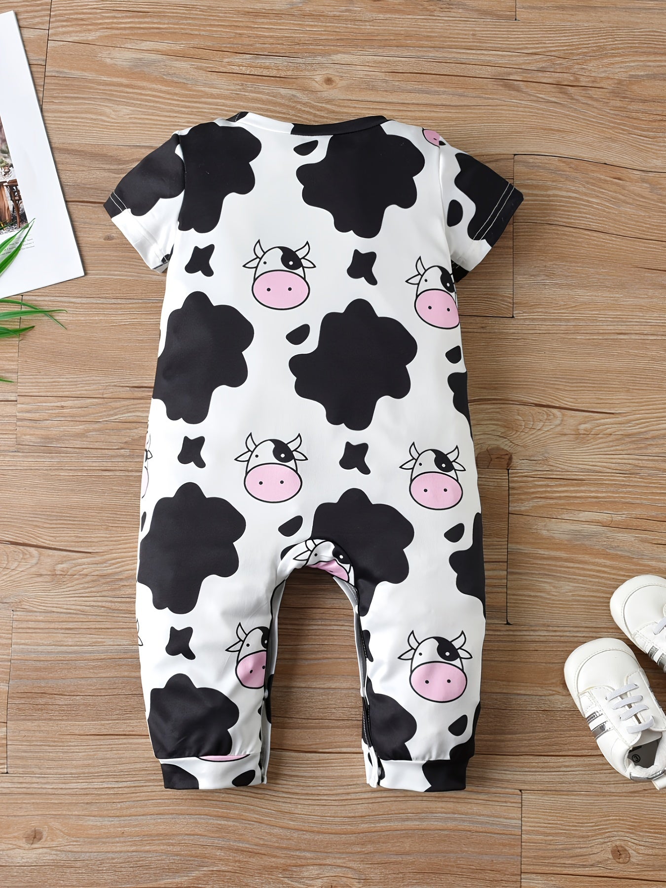 Cow Print Romper Short Sleeve Jumpsuit for Baby Boys and Girls