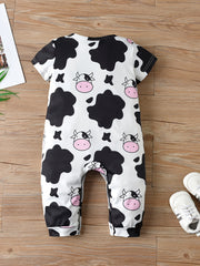 Cow Print Romper Short Sleeve Jumpsuit for Baby Boys and Girls