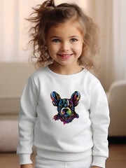 Girls Dog Pattern Crew Neck Sweatshirt for Spring Fall