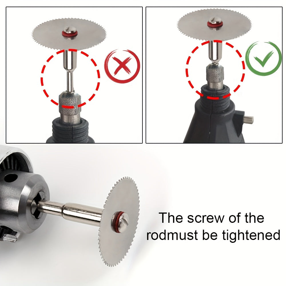 7pcs Stainless Steel Cutting Disc Set with 2 Mandrels for Rotary Tools