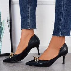 Metallic Chain High Heels Sexy Pointed Toe Stiletto Pumps
