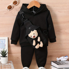 Infant Baby Casual Clothes Set Hooded Sweatshirt Trousers Bag
