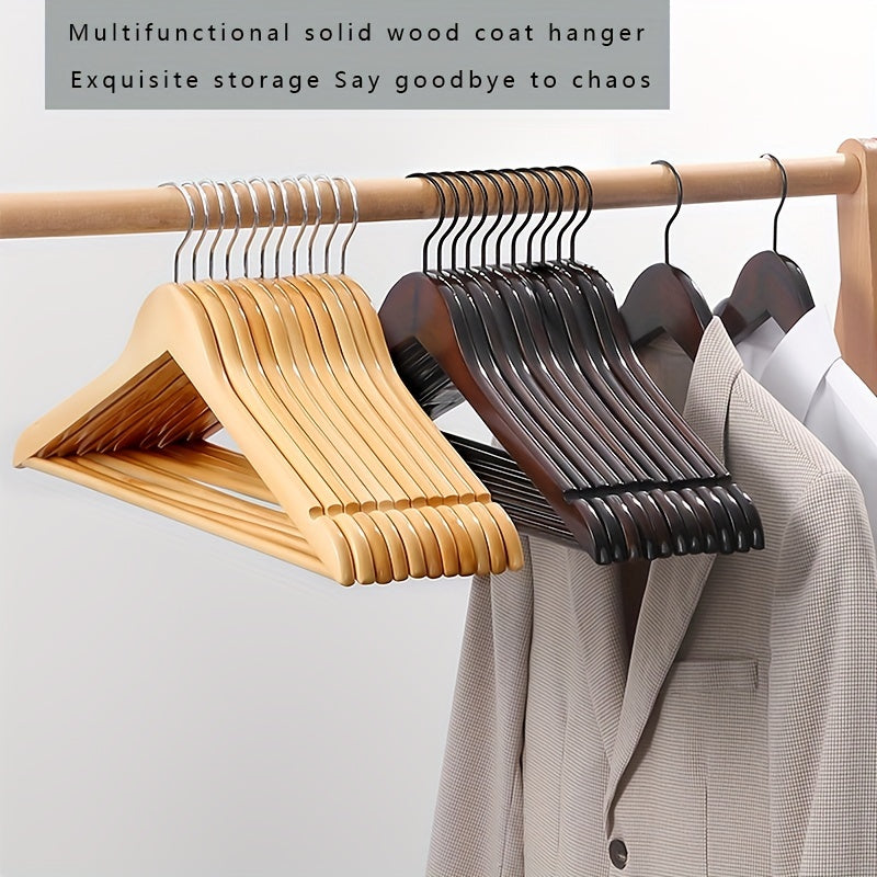 Non-Slip Wooden Clothes Hangers - Solid Wood Hangers for Closet