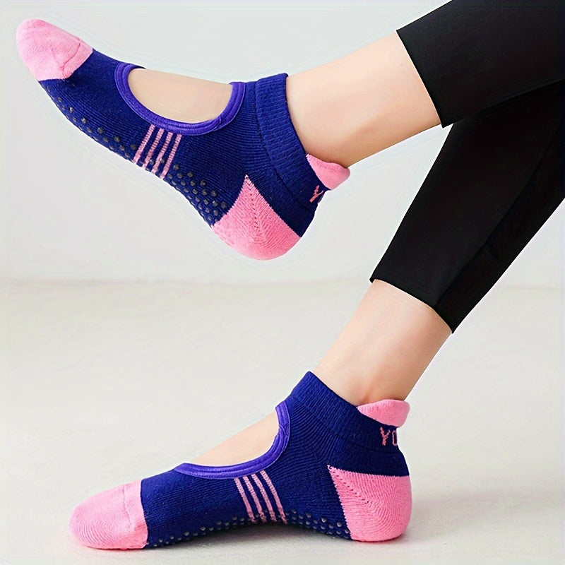 5 Pairs Letter Graphic Yoga Socks Anti-slip Athletic Ankle Socks