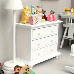 1:12 Scale Furniture Set Wooden Bed Rocking Horse Chair Cabinet Ideal Gift