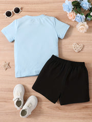 Girls Letter Graphic Tank Top & Track Shorts Set