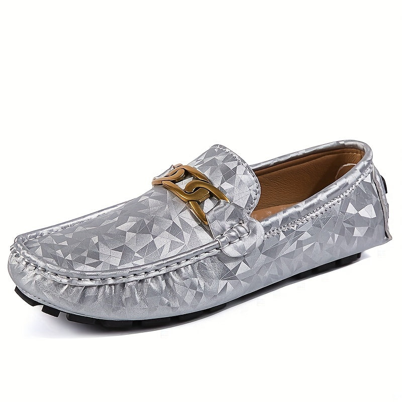 Men's Metallic Decor Loafer Shoes Non slip Moccasin
