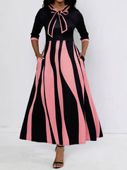 Tie Front Dress with Dual Pockets for Party