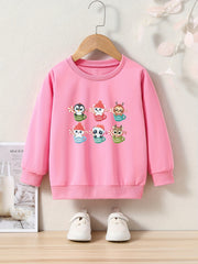 Merry Christmas Animals Print Girls Casual Pullover Sweatshirt
