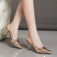 Crocodile Pattern Stiletto Heels Slingback Pumps Wedding Shoes