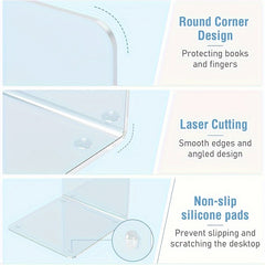 4pcs Acrylic Bookshelf Transparent Book Clip Organizer