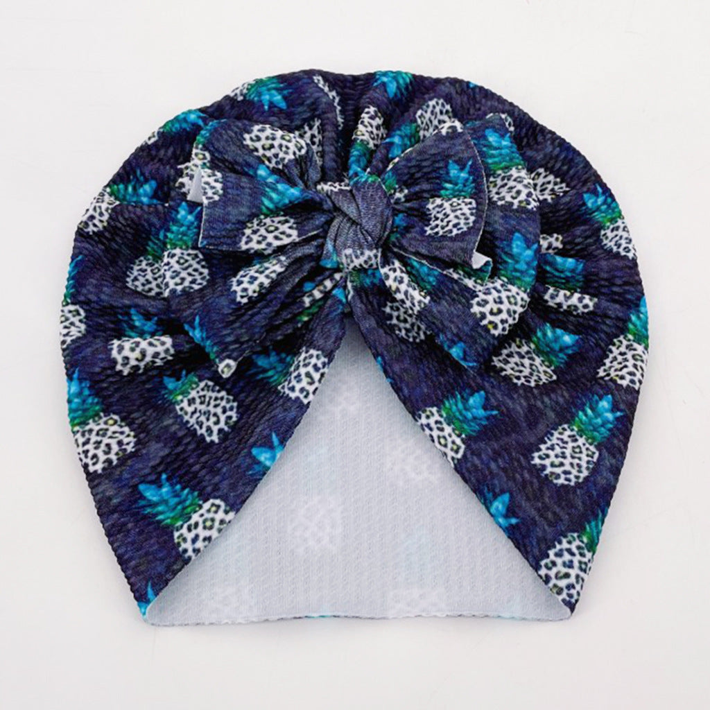 Twill Bubble Bow Baby Hat 0-2 Years