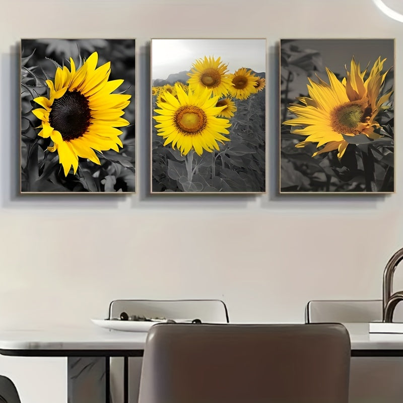 3pc Sunflower Wall Murals Art Prints and Yellow Canvas Paintings Flowers