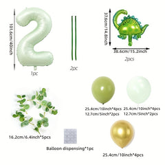 27pcs Olive Green Dinosaur Number Balloons Party Decor