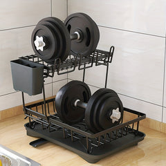 2 Tier Dish Drying Rack & Storage Shelf Large Capacity for Tableware