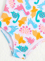 Baby Girls Dinosaur One-piece Swimsuit for Summer Vacations