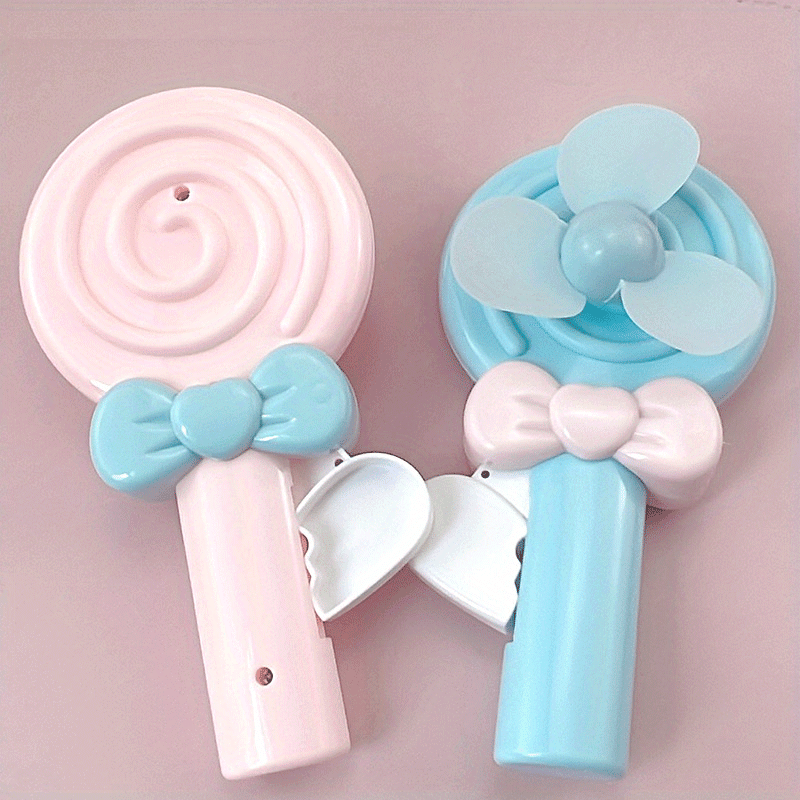 2pcs Mini Lollipop Shape Pocket Fan Portable Plastic Fan