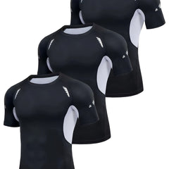 Men's Compression Shirt High Stretch Short Sleeve Top for Outdoor Fitness