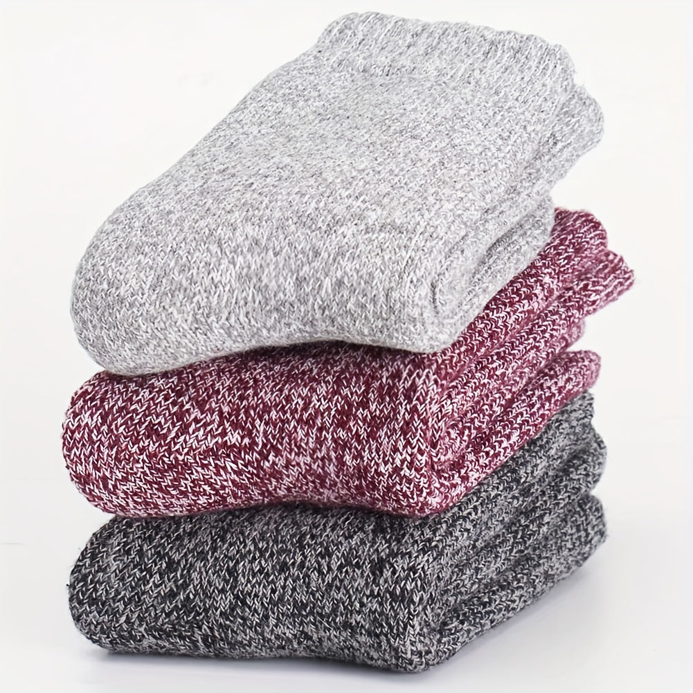 3 Pairs Thickened Crew Socks Warm Women's Stockings & Hosiery