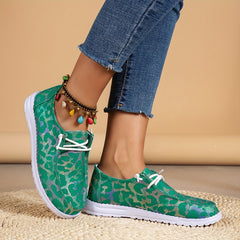 Women's Canvas Lace Up Low Top Sneakers Flat Walking Shoes