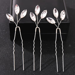 3pcs Silver Rhinestone Hair Pins Wedding Bridal Headpiece Hair Jewelry