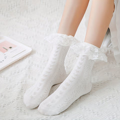 3D Textured Ruffle Socks Sweet & Mid Tube Women's Stockings