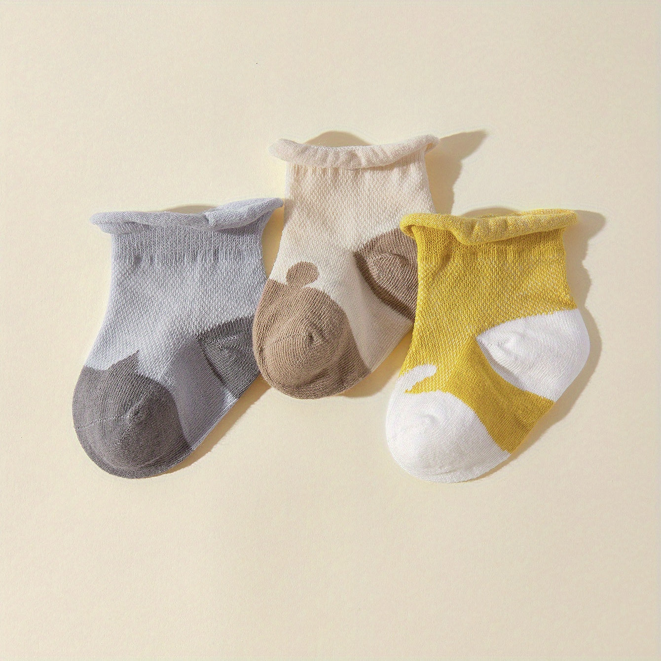 3 Pairs Baby Cartoon Socks Cotton Blend Mesh Breathable