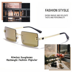HBK Retro Vintage Tinted Rimless Sunglasses