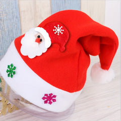 Christmas Santa Hat Red Xmas Holiday Hat With Santa Snowman And Reindeer