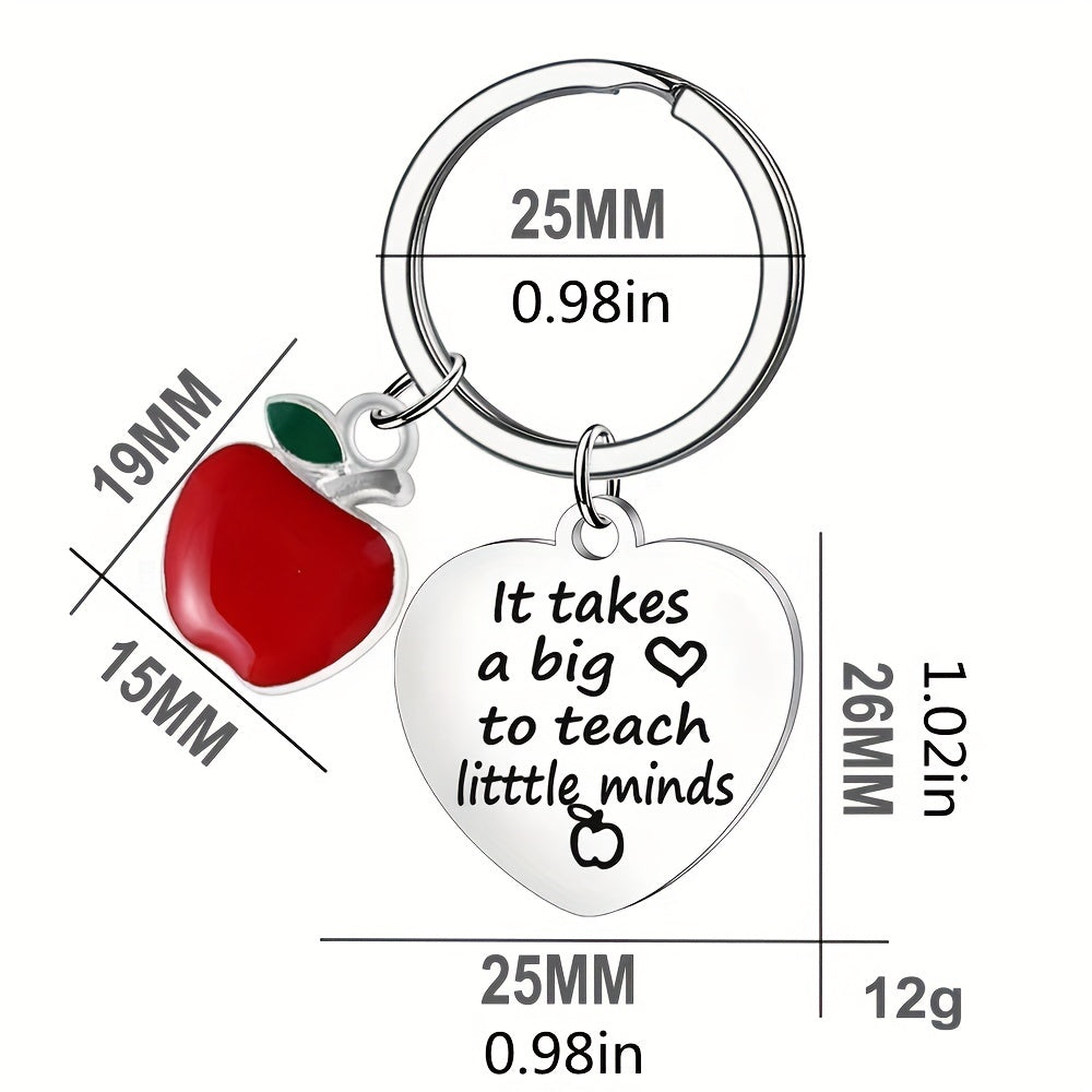 Heart Shaped Stainless Steel Keychain - Teacher Gift