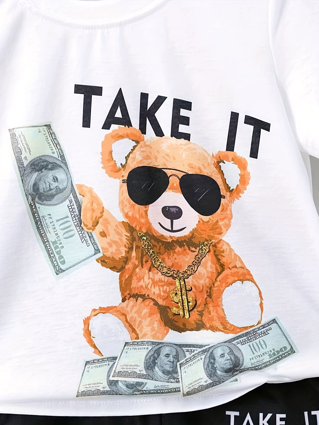 Sunglasses Bear Pattern Boy's 2pcs T shirt & Shorts Set