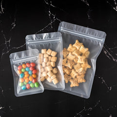 50pcs Airtight Tea Bag with Flat Bottom Transparent Frosted Plastic Packaging