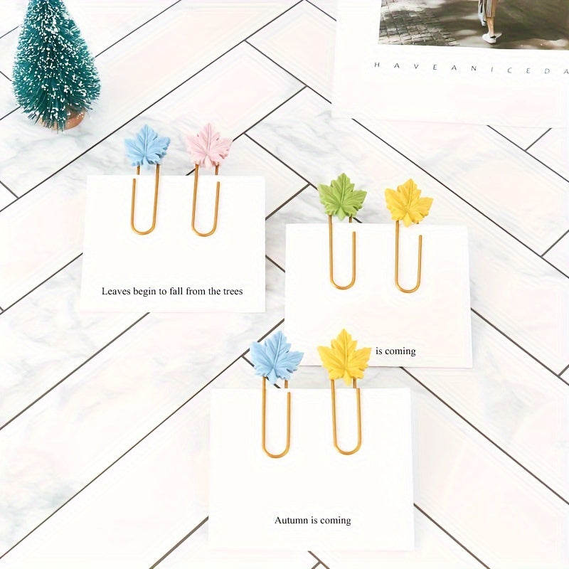 4pcs Maple Leaf Paper Clips Metal Paper Clips