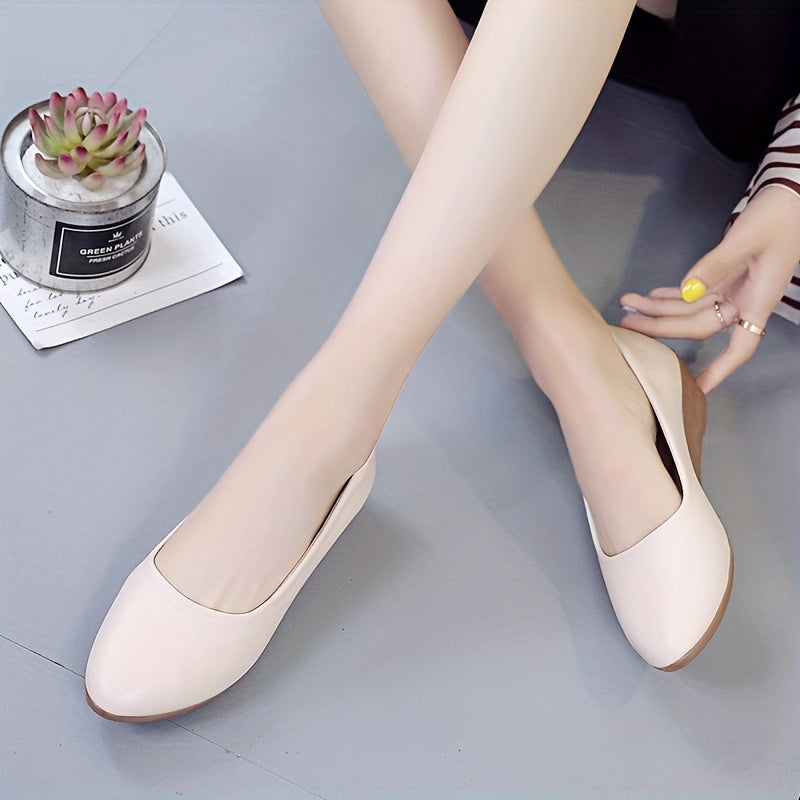 Women's Low Wedge Pointed Toe Slip On Comfy Work Shoes